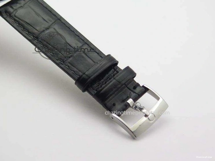 0814 De Ville MK 1:1 Best Edition SS White Dial On Black Leather Asian Seagull T1701 (Sec@6) Sporty 8244